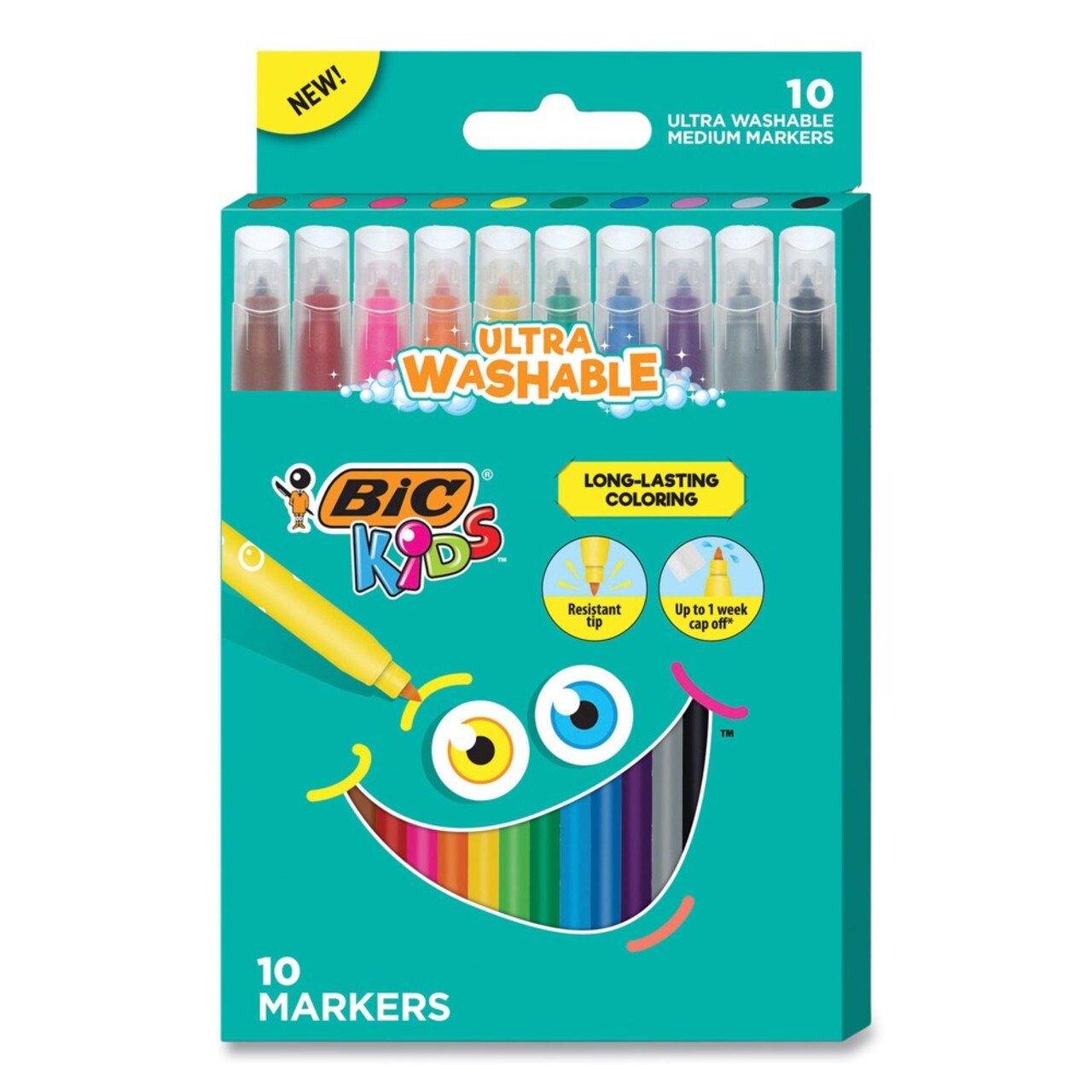 BIC Kids Medium Bullet Tip Ultra Washable Markers - Assorted Colors (10/Pack)